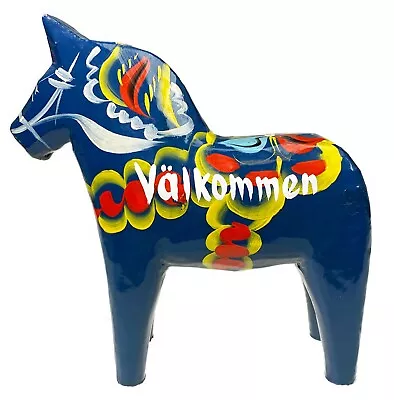 Nils Olsson Valkommen Shropshire Blue Dala 6.5” Horse Sweden Label Sticker • $55.99