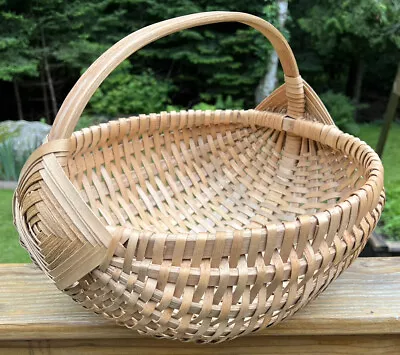 Wabanaki Indian Large Splint Gathering Basket God’s Eye Maine Estate 16” Across • $299.99