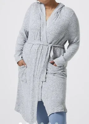 $13.59 • Buy LADIES Plus Size 16/18 Grey Marle COSY HOODED DRESSING GOWN  Target Size 1+ NEW