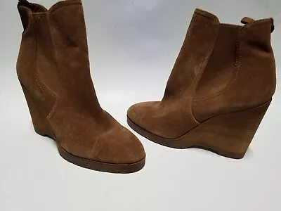 Michael Kors Women Chestnut Brown Suede  Wedge Boots Size 10M • $69