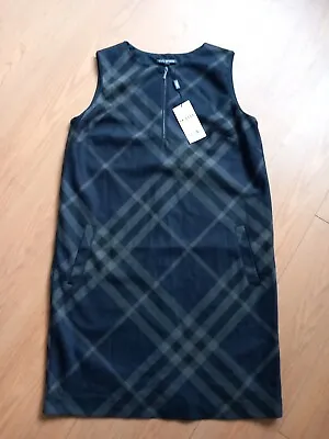 Next Navy Blue & Grey Tartan Pinafore Sleeveless Shift Dress UK 12 Petite NEW!! • £19.95