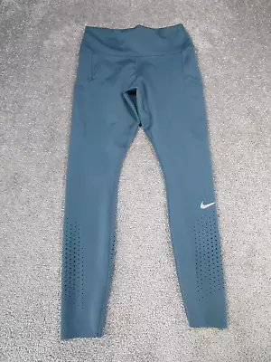 Nike Leggings Womens Small Dri Fit Blue Compression Crop Gym Workout • $19.99