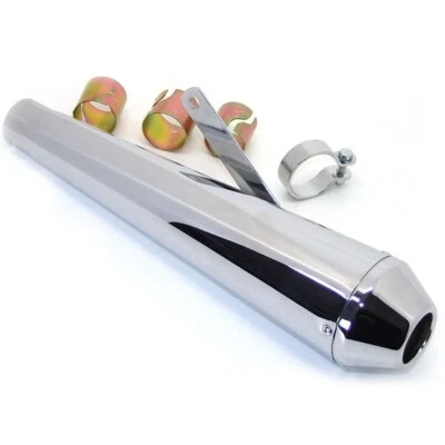 £46.95 • Buy Universal Megaphone Motorcycle Silencer Shorty Chrome Cafe Racer Vintage Custom