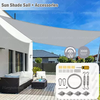 Outdoor Garden Waterproof Sun Shade Sail UV Block Sunscreen Awning + Accessories • £9.99