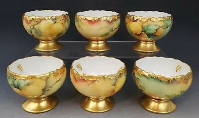 Set Of Antique T & V Limoges Porcelain Citrus Cups Bowls Artist Signed Foster • $174.99