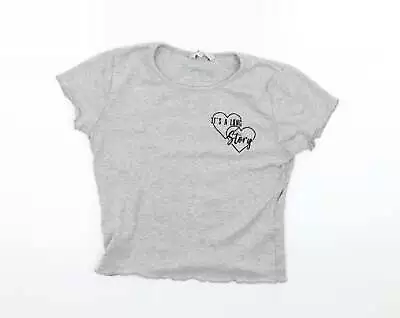 Miss Evie Girls Grey Polyester Basic T-Shirt Size 11-12 Years Round Neck Pullove • £4