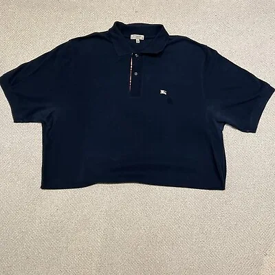 Burberry Polo Shirt Mens XXL Black 100% Cotton Short Sleeve Plaid Collar Placket • $40
