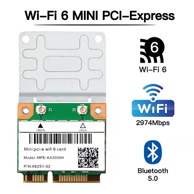 WiFi 6 Mini PCIE WiFi Card 802.11AX3000 5Ghz Wi-Fi 6 Bluetooth Adapter For PC • $13.19