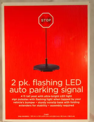$29.99 • Buy 2-Pack Auto Parking Flashing Stop Sign LED Lights Sensor Activated Set 4ft Tall