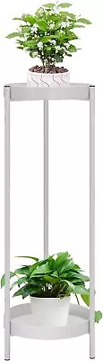 Metal White Tall Plant Stand Indoor Or Outdoor 30 In 2 Tier Pedestal Plant Table • $46.42