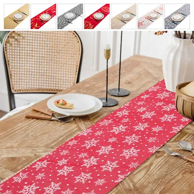 £7.29 • Buy Christmas Table Runner 2.7m Long Embroidered Xmas Decoration Cloth Festive Cover