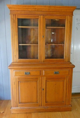 $799 • Buy Antique Edwardian 1910 Kauri Pine 4 Door Bookcase Display Cabinet Sideboard 