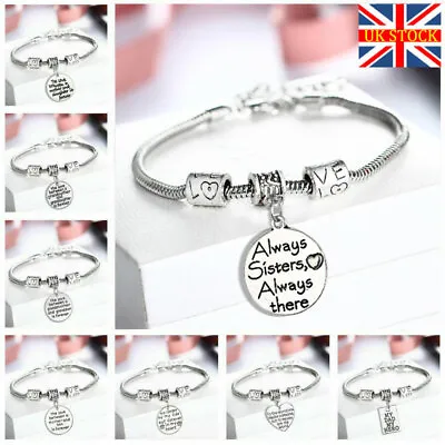 Best Friend/Sister/MUM/Nanny Bracelet Silver Charm Personalised Christmas Gifts • £3.99