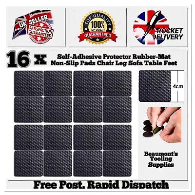 £4.99 • Buy 16 X Self-Adhesive Protector Rubber-Mat Non-Slip Pads Chair Leg Sofa Table Feet