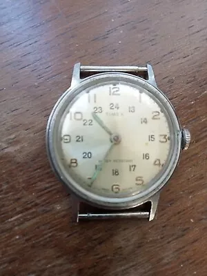 Vintage Timex Men's Military Style Silver Dial Mechanical Watch ( Wrkg NeedsServ • $6.20