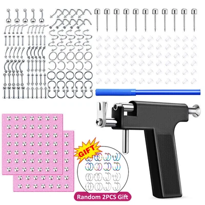$14.99 • Buy 208PCS Professional Ear PIERCING GUN Body Nose Navel Tool Kit Set Jewelry USA