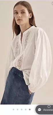 Womens Country Road Size 12 Ivory Cotton Lace Trim Shirt New Tags RRP $119.95 • $50.90