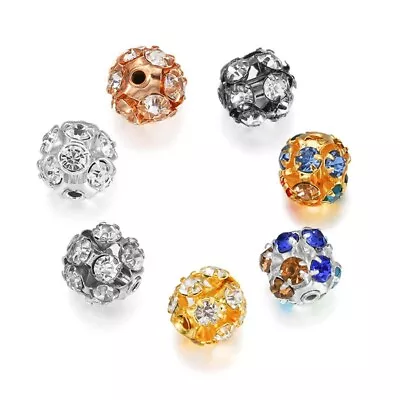 £6.97 • Buy 60Pcs Rhinestone Paved Clay Disco Ball Shamballa Beads 6 8 10mm DIY Bracelets
