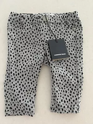 Country Road Baby Girl Grey Leopard Leggings Size 0-3 Months New With Tags • $25