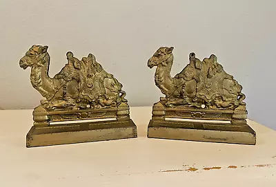 Vintage Cast Iron Pair Of Egyptian Camel Bookends • $179.10