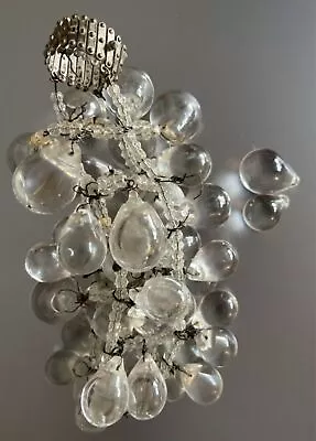 VTG Clear Glass Grape Cluster Chandelier For Parts Repair Or Christmas Ornaments • $60