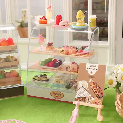 1SET 1/12 Dollhouse Miniature Cake Cabinet Display Sign Dessert Store Furniture • $12