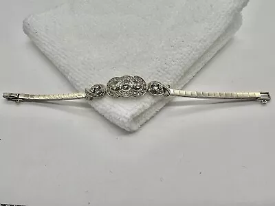 Vintage Solid 14K White Gold Filigree .75tcw Diamond Bracelet 6.5” • $899