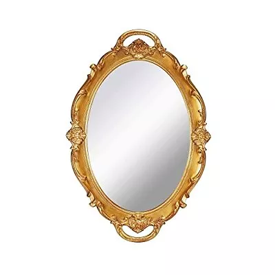 Vintage Mirror Small Wall Mirror Hanging Mirror 14.5 X 10 Inchs Oval Gold • $23.37