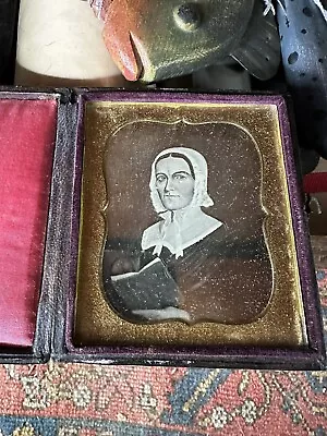 Early 6th Sixth Plate Daguerreotype Of A Painting Quaker (?) Woman W/Book • $149.99