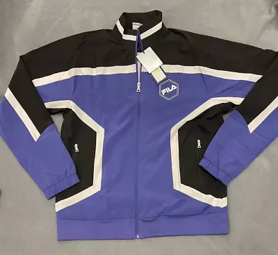 Fila Sanz Wind Full Zip Windbreaker Jacket Purple Black White Mens Sz M $118 • $42.98