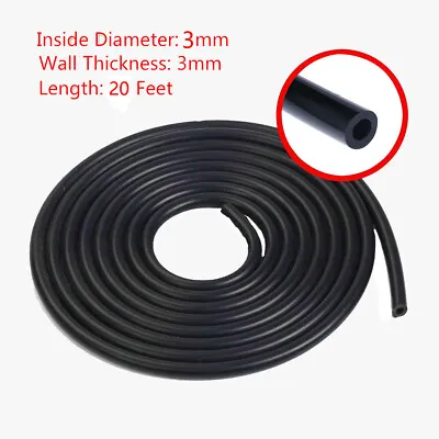 3mm 1/8  Universal Silicone Air Vacuum Hose /Line /Pipe /Tube 20 Foot Black • $23.99