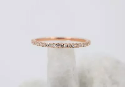 Classic Round Full Eternity Wedding Band Micro Pave Moissanite Silver Ring Women • $105