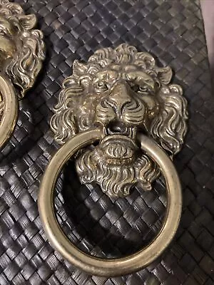 Vintage Brass Lion Head Door Knocker Draw Pull 4” You Get 4 • $39