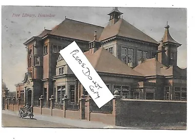 HOUNSLOW Middlesex Free Library Colour Postcard 1906 Postmark • £4.99