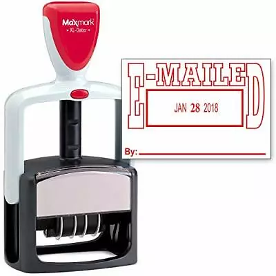 MaxMark Heavy Duty Style Date Stamp With E-MAILED Self Inking Stamp - Red Ink • $44.62