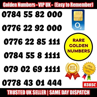 Gold Easy Mobile Number Memorable Platinum Vip Uk Pay As You Go Sim Lot - B385c • £7.95