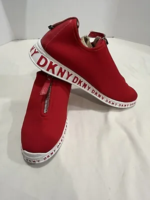 DKNY Shoes Women’s Size 11M Red Melissa Slip On Zip Up Casual Sneaker Comfy • $36.59