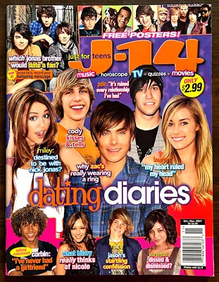 J-14 Magazine Oct-Nov 2007 Zac Efron Miley Cyrus Hilary Duff Nick Jonas Brothers • $18