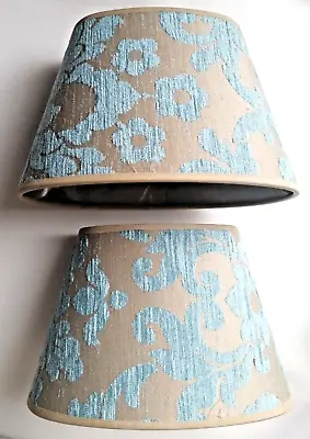 Bel Etage Oval Milano Damask Lampshade - Gold & Teal Set Of 2 • £24.99