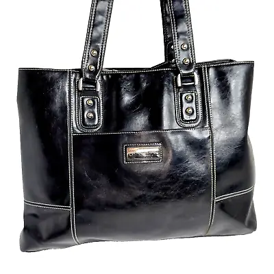 Franklin Covey Black Faux Leather Office And Travel Briefcase / Laptop Tote Bag • $19.99
