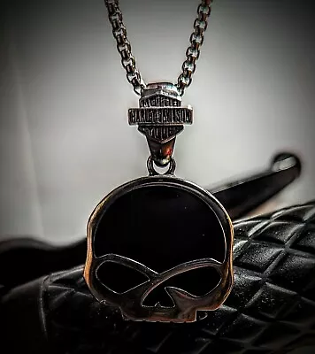 Willie G Harley Davidson Stainless Steel Biker Skull Necklace • $39.99