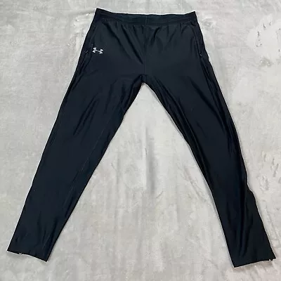 Under Armour Pants Mens Medium Black Joggers Cold Gear Drawstring Ankle Zipper • $19.88