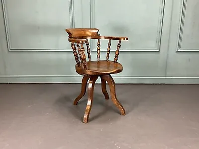 Antique Elm Captains Chairs Swivel Chair Desk Office Chair Dining Chair • £450