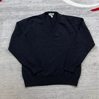 Vintage LL Bean Sweater Medium Black Gray Lambswool Pure New Wool Outdoors 90s • $38.77