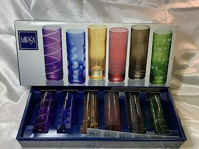 Mikasa Cheers Colored Mix Set Of 6 Etched Shot Glasses 2 Oz Shooters 4” - NEW • $40