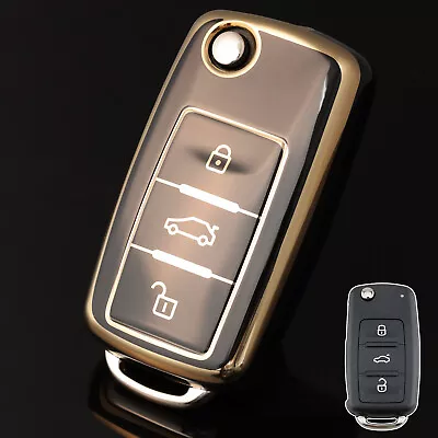 3Button Flip Remote Key Ring Case Cover Holder For VW Polo Sharan Tiguan Caddy • $6.69