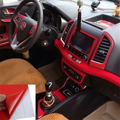 $6.49 • Buy 3D Red Carbon Fiber Car Interior Panel Protector Sticker Accessories DIY Durable