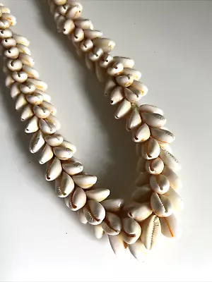 Vintage Hawaiian Puka Shell Lei Thick Chunky Surfer Tropical Beads Boho Necklace • $40.79