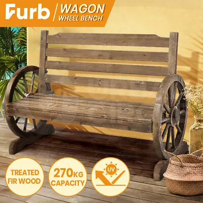 $119.95 • Buy Furb Wagon Chair Wooden Garden Bench Wheel Seat Outdoor Park Furniture Lounge