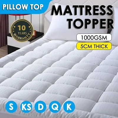 $62.99 • Buy 1000GSM Bedding Queen King Double Matress Topper Pillowtop Mattress Protector AU